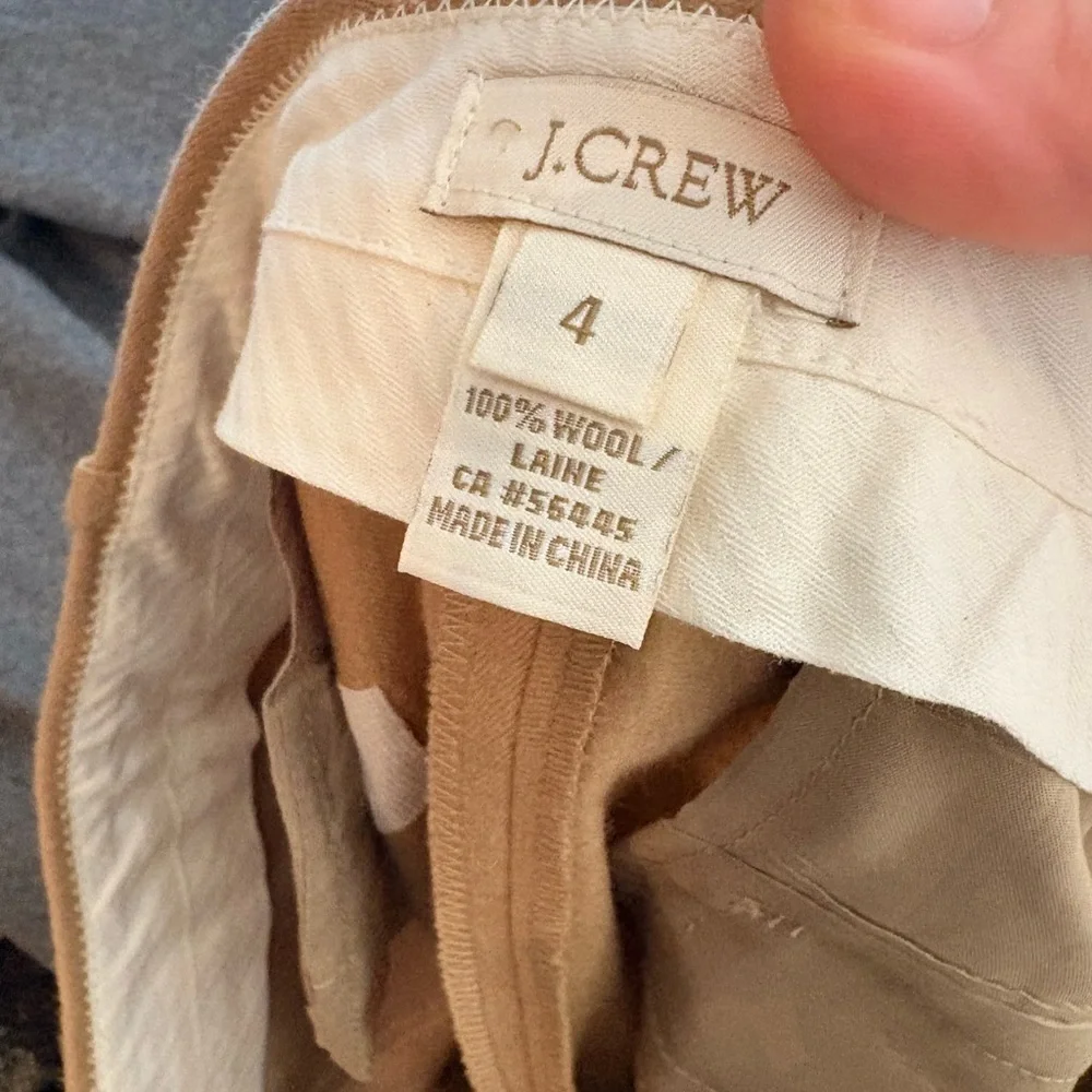 J. crew tan 100% wool cafe trousers Size 4